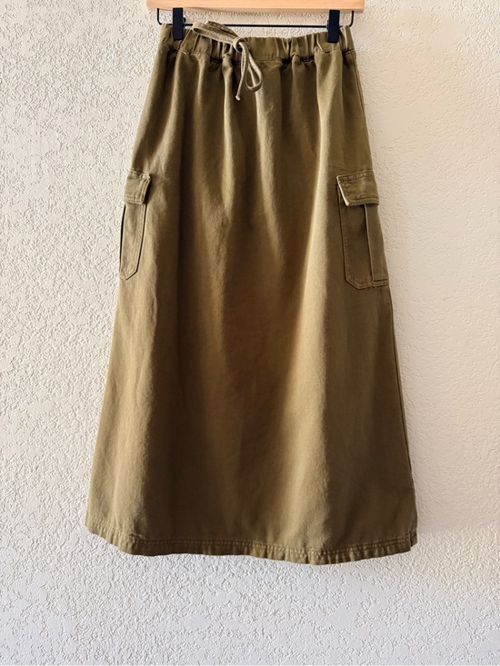 ASOS Dresses & Skirts - ASOS DESIGN A-Line Utility Cargo Boho Pockets Green Khaki Maxi Skirt Womens S